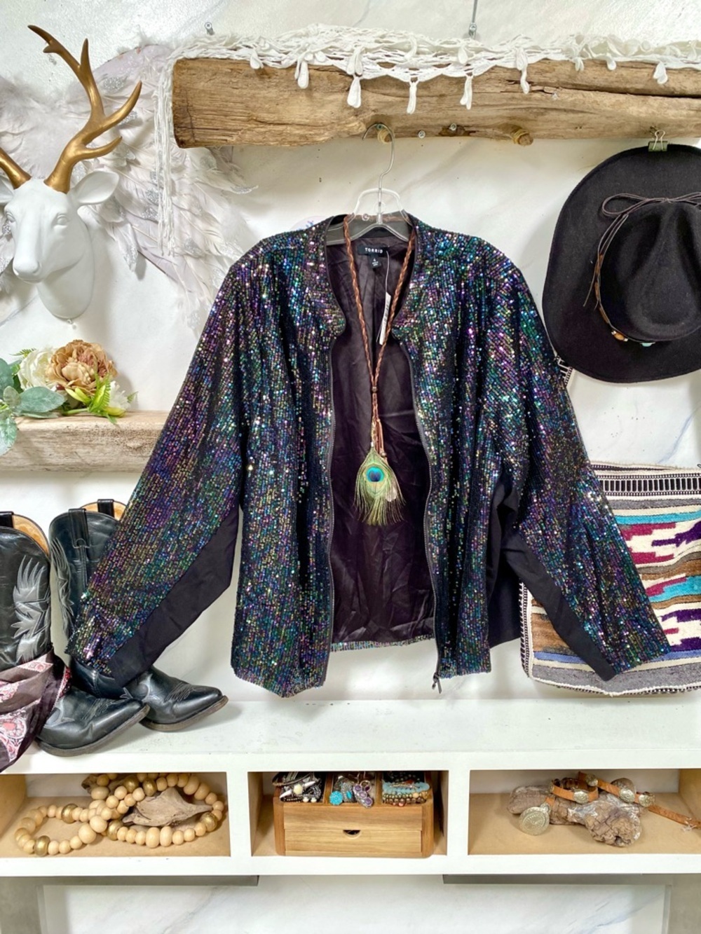 Glidder sequined boho spring summer boho jacket hippy shabby chic festival vibe